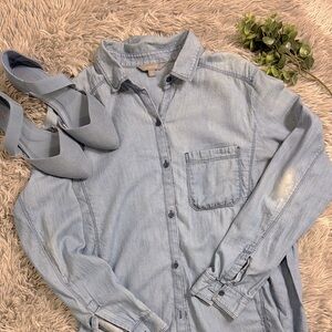 Rubbish Light Blue Denim chambray button down Shirt size M